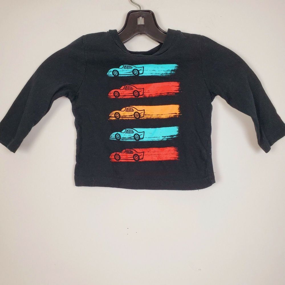 Circo Boys Racing Cars LS Top Size 18M Black Crew Neck Toddler Shirt